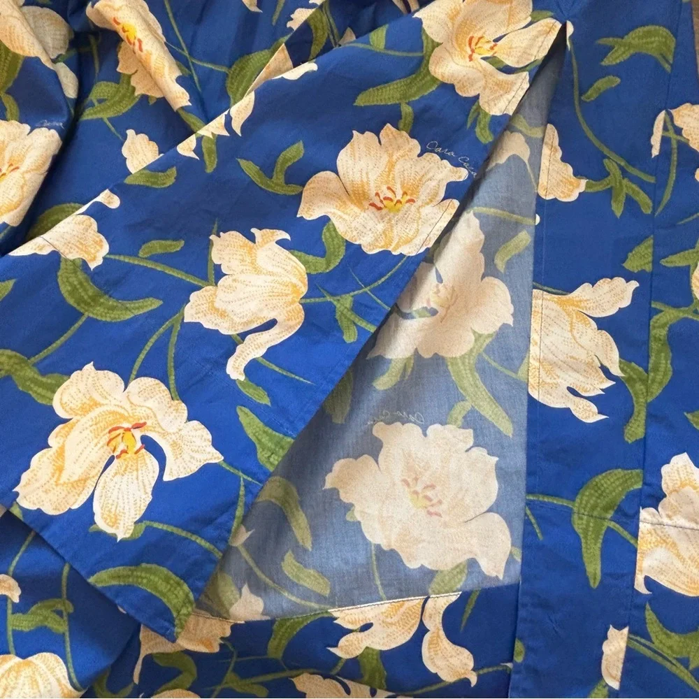 Cara Cara Kayla Floral Midi Skirt Blue Holland Tulips Pleated Poplin Size 0